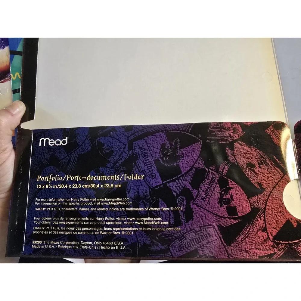 Mead‎ Harry Potter Portfolio Pocket  Folder   Vintage 2001 ⬇️